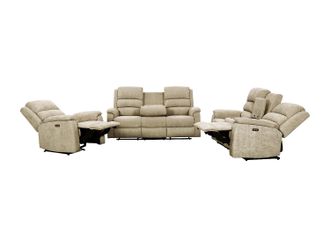 Vente-Unique Sof&aacute; de 3+2+1 plazas relax el&eacute;ctrico de tela topo NEVERS