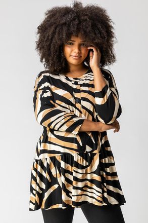Roman Animal Print Button Smock Top
