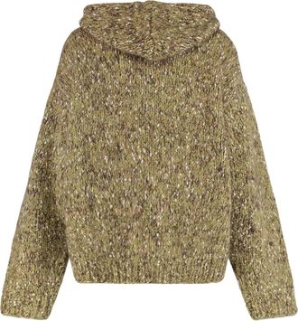 Miu Miu Womens Hooded Zipper Sweatshirt Green Cotton Sweatshirts Sweater