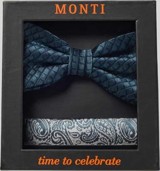 Monti Fliege und Einstecktuch im Set aus reiner Seide in Mint, Größe 1