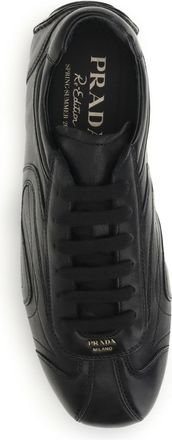 Prada Mens Lace-Up Sneakers Black Leather Upper: Lamb Shoes Flat