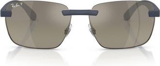 Ray-Ban 62mm Polarized Irregular Sunglasses in Sand Dark Blue /Grey at Nordstrom