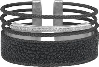 Al&oacute;r Womens Multi Strand Cuff Bangle In Black