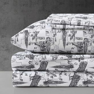 Kenneth Cole NYC Landmarks Sheet Set in Charcoal at Nordstrom Rack, Size Queen