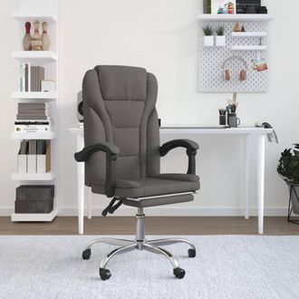 vidaXL Furniture Limited - Silla De Oficina Reclinable De Tela Gris