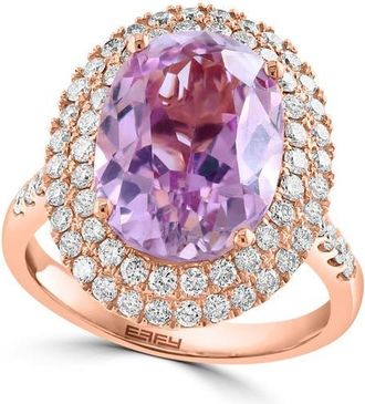 Effy 14K Rose Gold Diamond & Kunzite Halo Cocktail Ring in 14K Gold at Nordstrom, Size 7
