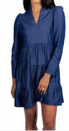 Sail to Sable Long Sleeved Dress In Dark Blue Indigo