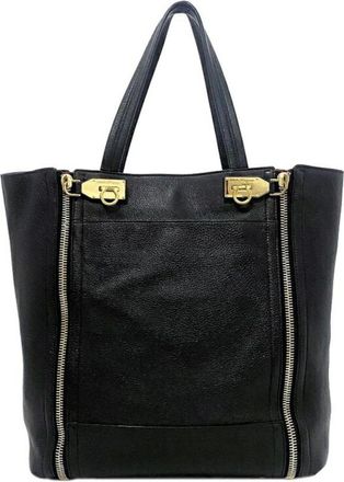 Ferragamo Pre-owned Tote Bags, female, Black, Size: ONE SIZE Pre-owned Double Gancini Zip Tote 21H006 Style