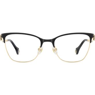 Carolina Herrera 54mm Cat Eye Reading Glasses in Gold Black at Nordstrom