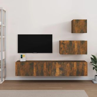 Berkfield Home 4 Piece TV Cabinet Set Smoked Oak Engineered Wood in Brown