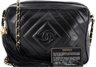 Chanel Diamond CC Camera Bag Chevron Lambskin Medium crossbody bag - Nero