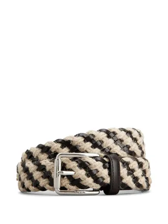 Tod's leather and jute belt - men - Leather/Jute - 90 - Neutrals