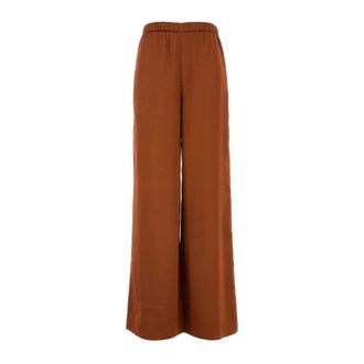 The Nina Studio Wide Trousers, female, Brown, Size: XS Stretch Satin Wide-Leg Pant