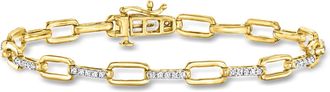 Ross-Simons Diamond Paper Clip Link Bracelet in 18kt Gold Over Sterling