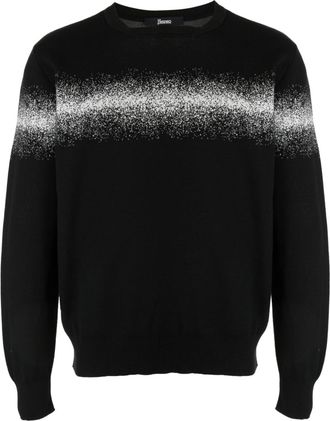 Herno spray-paint effect knit sweatshirt - men - Cotton/Polyester - 50 - Black