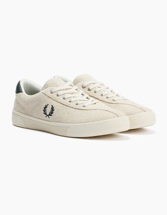 Fred Perry Mens Fred Perry Tennis Shoe Suede Mens Ecru/Grassroot Trainers - White - Size: 10