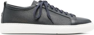 Henderson Geperforeerde Blauwe Leren Sneakers - Heren - Sneakers - Blauw - 47 EU - Leer - Schoenen