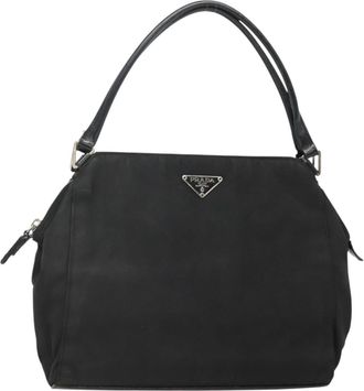 Prada Vintage Handbag Tessuto Black Nylon Handbag (Pre-Owned)