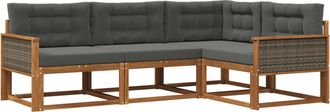 vidaXL Conjunto De Sof&aacute;s De Exterior 4 Uds. Natural Y Antracita Vidaxl