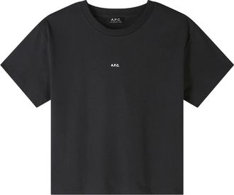 A.P.C. Zwart losvallend T-shirt met APC-logo - Dames - T-shirts - Zwart - S - Katoen - Tops