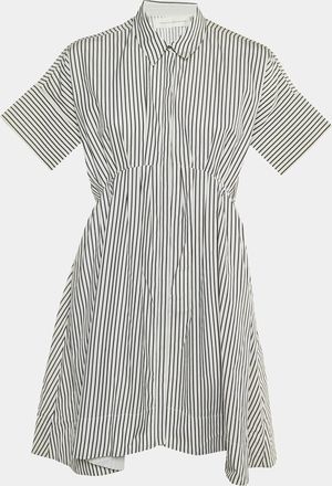 Victoria Beckham White Striped Cotton Shirt Dress