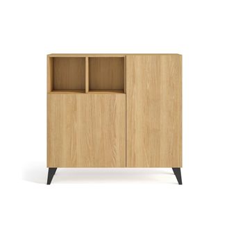 HERDASA Zapatero melamina roble dorado patas grafito 87x90x27 cm