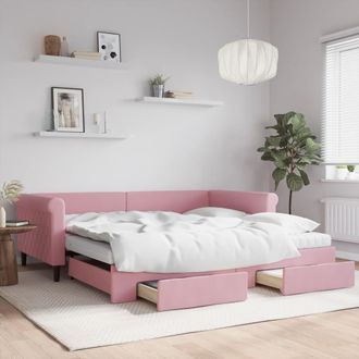 vidaXL Vidaxl - Sof&aacute; Cama Nido Con Cajones Terciopelo Rosa 100x200 Cm