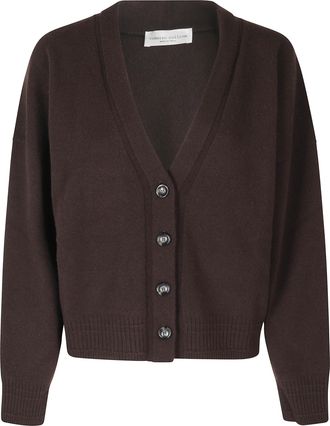 Roberto Collina Dark Brown Cropped Wool-Cashmere Cardigan