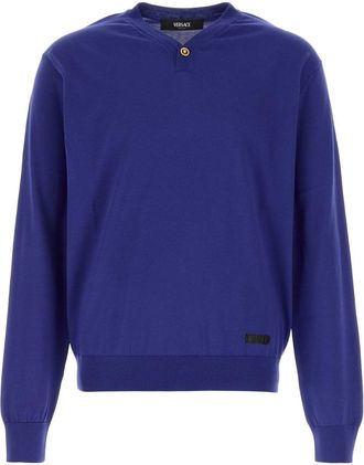 Versace Blue Silk Blend Sweater