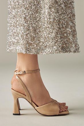 Maeve Puffy Square-Toe Ankle-Strap Heels