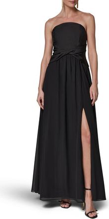 DKNY Strapless Mixed Media Gown in Black at Nordstrom, Size 14
