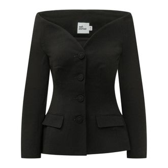 Self Portrait Chaqueta de Lana Crep&eacute; - Jackets - Mujer - Negro - XS