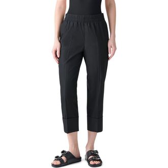 Akris Farell Cuffed Cotton Poplin Crop Pants in Black at Nordstrom, Size 10