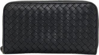 Bottega Veneta Black Leather Long Wallet (Bi-Fold) (Pre-Owned)