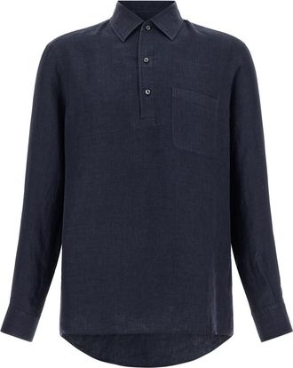 Ermenegildo Zegna Navy Blue Solid Polo