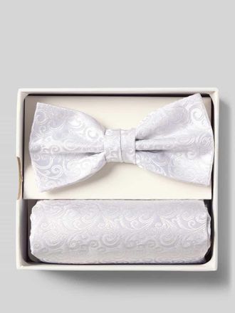 Prince Bowtie Fliege und Einstecktuch im Set aus reiner Seide in Ecru, Gr&ouml;&szlig;e 1