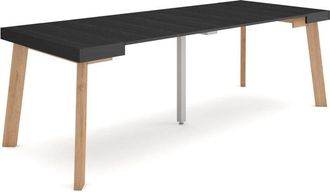 Skraut Home Consolle allungabile, Tavolo consolle allungabile, 220, Per 10 persone, Gambe in legno, Stile moderno, Rovere e bianco - Skraut Home