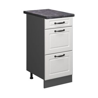 Vicco Mueble Bajo De Cocina R-line, Blanco Casa De Campo, 40 Cm Con Cajones, Et Antracita Vicco