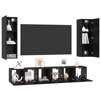 Berkfield Home TV Cabinet with Shelf 5 pcs Black oak Medium 30.5 x 30 x 90 cm