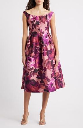 Julia Jordan Floral Off the Shoulder Cocktail Dress in Pink Multi at Nordstrom Rack, Size 10