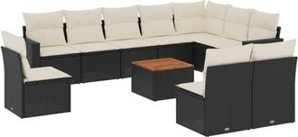 vidaXL Set De Sof&aacute;s De Jard&iacute;n 11 Pzas Y Cojines Rat&aacute;n Sint&eacute;tico Negro Vidaxl