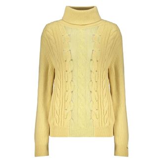 Herno Trui met Hoge Hals in Zachte Knit - Dames - Coltruien - Geel - M - Wol - Truien & Vesten