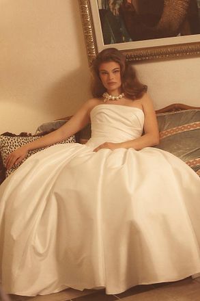 Jenny Yoo Charlotte Strapless Drop-Waist Taffeta Wedding Gown