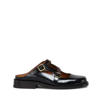 Marni Zwarte leren sandalen - Dames - Slip ons - Zwart - 37 EU - Leer - Schoenen
