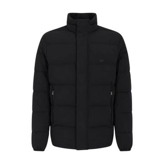 Emporio Armani Jassen, Heren, Zwart, XL, Nylon, Waterafstotend Gewatteerd Nylon Spandex Donsjack