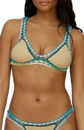 PQ Swim Crochet Bikini Top in Taupe at Nordstrom