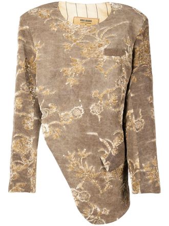 Uma Wang Karaoke cut-out long-sleeve top - Brown