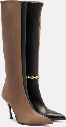 Loewe Comic leather and suede knee-high boots
