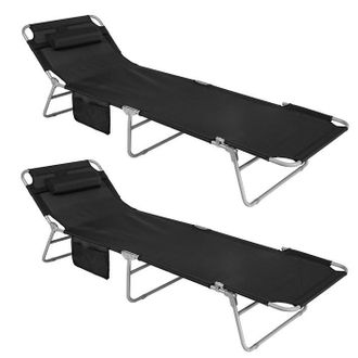 SoBuy Set De 2 Tumbonas, Tumbona Inclinable De Acero Color Negro Plegable Con Almohada Playa Piscina Jard&iacute;n Mecedora Ogs35-schx2 Sobuy Es