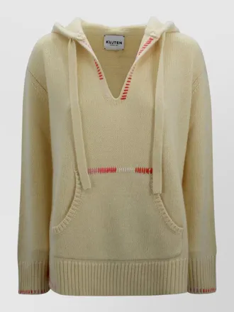 Kujten solmar cashmere hooded sweater front pocket